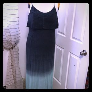 Long, blue dip dyed tank top dress.